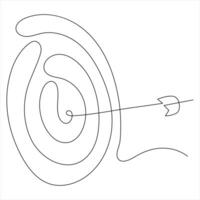 kontinuerlig ett linje teckning av pil skjuten på de mål pil linje konst teckning vektor illustration