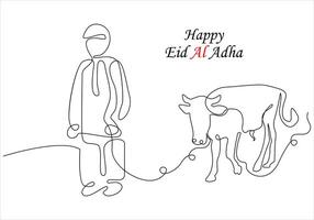 kontinuierlich einer Linie Zeichnung von eid al adha aus Linie Vektor Kunst Illustration