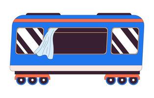 Zug Wagen Räder 2d linear Karikatur Objekt. Eisenbahn Passagier Zug isoliert Linie Vektor Element Weiß Hintergrund. Transport Eisenbahn. Transport Öffentlichkeit Fahrzeug Farbe eben Stelle Illustration