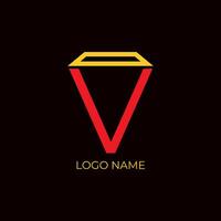 v Brief Diamant Logo Design Vektor