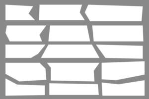 bitar av trasig vit notera papper annorlunda former isolerat på grå bakgrund realistisk vektor illustration, anteckningsblock trasig papper för meddelande notera, sida eller baner och kartong tom rev bit remsor