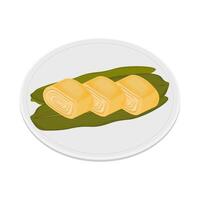 logotyp illustration vektor tamagoyaki japansk rullad omelett på en tallrik