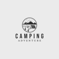 camping äventyr linje konst årgång logotyp vektor illustration mall ikon grafisk design