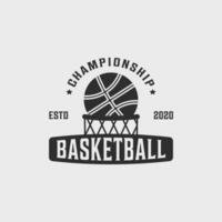 basketboll årgång bricka logotyp vektor illustration mall ikon grafisk design