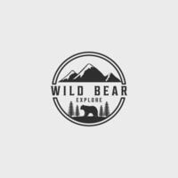 wild Bär erkunden Jahrgang Logo Vektor Illustration Vorlage Symbol Grafik Design