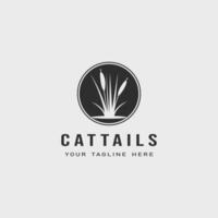 cattails eller vass logotyp vintage minimalistisk vektor illustration design