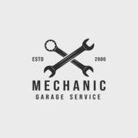 Mechaniker Logo Jahrgang Vektor Illustration Vorlage Symbol Etikette Design