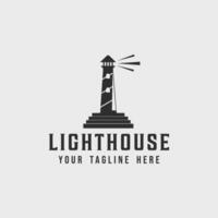 Leuchtturm Linie Kunst Logo Jahrgang Vektor Illustration Vorlage Symbol Grafik Design
