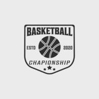 basketboll årgång bricka logotyp vektor illustration mall ikon grafisk design
