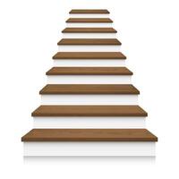 Weiß braun Holz Treppe Vorlage Vorderseite Aussicht 3d isoliert Vektor