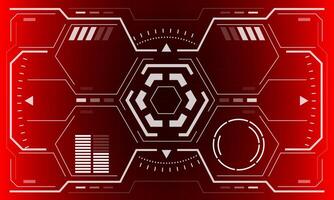 hud Sci-Fi Schnittstelle Bildschirm Aussicht Weiß Hexagon geometrisch Design virtuell Wirklichkeit futuristisch Technologie kreativ Anzeige auf rot Vektor