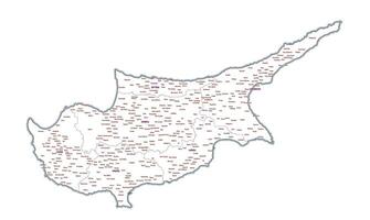 administrative Gliederung Karte von Zypern zeigen Regionen, Provinzen vektor