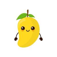 söt rolig mango frukt karaktär. vektor tecknad serie söt karaktär illustration