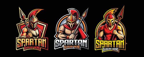 spartanisch Esport Spielen Logo. einstellen von spartanisch Krieger Maskottchen Design vektor