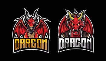 drake esport gaming logotyp. uppsättning av drake maskot design vektor
