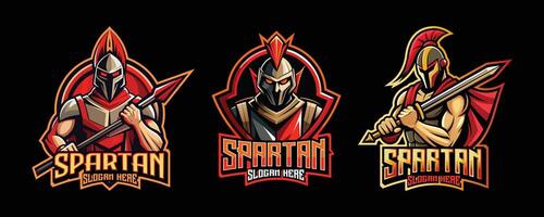 spartansk esport gaming logotyp. uppsättning av spartansk krigare maskot design vektor