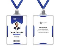 professionell företags-id-kortmall, ren blå id-kortdesign med realistisk mockup vektor