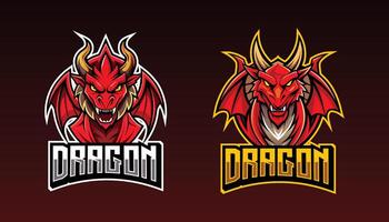 drake esport gaming logotyp. uppsättning av drake maskot design vektor