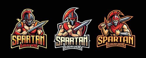 spartansk esport gaming logotyp. uppsättning av spartansk krigare maskot design vektor