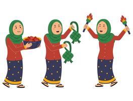 jung Frau Ramadan Aktivität Vektor Illustration