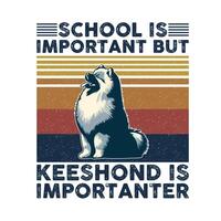 skola är Viktig men keeshond är viktigare typografi t-shirt design vektor