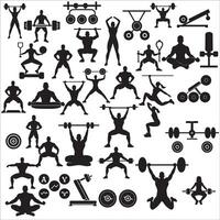 ai generiert Mensch Fitness Übung Silhouette Vektor Illustration