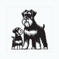 ai genererad jätte schnauzer hund familj ClipArt illustration vektor