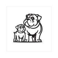 ai genererad bulldogg hund familj ClipArt illustration i svart och vit vektor