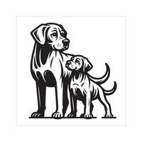 ai genererad rhodesian ridgeback hund familj ClipArt illustration i svart och vit vektor