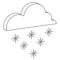 isometrisk kontur ikon snöig väder snöfall vektor
