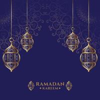 ramadan kareem islamic gyllene lykta bakgrund design vektor