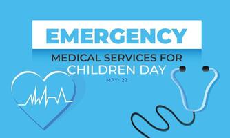 Notfall medizinisch Dienstleistungen zum Kinder Tag. Hintergrund, Banner, Karte, Poster, Vorlage. Vektor Illustration.