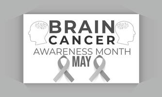 Gehirn Krebs Bewusstsein Monat. Hintergrund, Banner, Karte, Poster, Vorlage. Vektor Illustration.