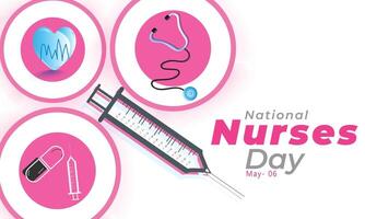 nationell sjuksköterskor dag. bakgrund, baner, kort, affisch, mall. vektor illustration.