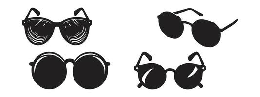 schwarz Sonnenbrille Satz. Sonnenbrille Symbol Vektor Illustration. schwarz Sonnenbrille, Herren Brille Silhouette