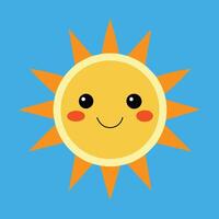 söt tecknad serie leende Sol. rolig Sol vektor på ett isolerat bakgrund