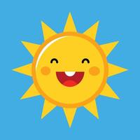 süß Karikatur lächelnd Sonne. komisch Sonne Vektor auf ein isoliert Hintergrund