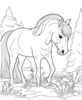 Färbung Seiten zum Kinder mit Pferde vektor