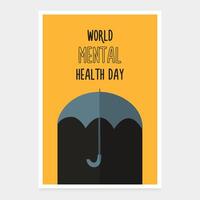 ein öffnen Regenschirm Unterstände von Gelb Licht. Welt mental Gesundheit Tag. das Konzept von Negativ Gedanken, Arbeiten mit ein Psychologe. Postkarte zum das Urlaub. Vektor Illustration. Psychologie