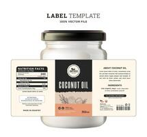 Kokosnuss Öl Etikette Verpackung Design Produkt Aufkleber natürlich kosmetisch minimal minimalistisch Design. vektor