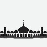 Silhouette von ein minimalistisch Moschee mit ein Raum Bereich benutzt zum eid al-fitr vektor