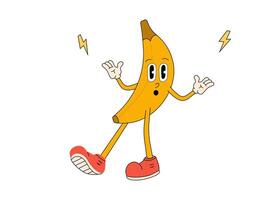 Karikatur Banane groovig Symbol isoliert. retro Vektor komisch Illustration.