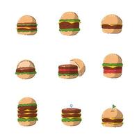 snabb mat burger hand dragen vektor illustration