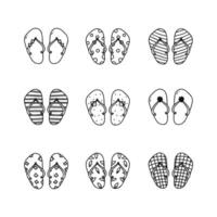 Flip Flops Gekritzel Linie Vektor Illustration