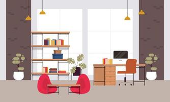 kreativ und modern Arbeitsplatz. modern minimalistisch leeren Büro Innere Konzept Illustration vektor