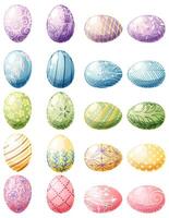 Ostern Eier auf isoliert Hintergrund. ein einstellen von bunt Hähnchen Eier. großartig zum Dekor, Design, Aufkleber zum glücklich Ostern. vektor