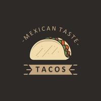 hand dragen taco logotyp med vektor begrepp