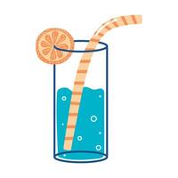 Hand gezeichnet Glas mit Wasser, Stroh und Orange Scheibe. Gekritzel Illustration, Konzept von Flüssigkeitszufuhr, trinken Mehr Wasser vektor