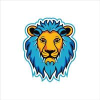 lejon huvud logotyp med tecknad serie ansikte vektor