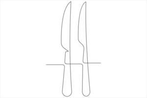 kontinuerlig enda linje konst teckning av mat verktyg för kniv översikt vektor illustration